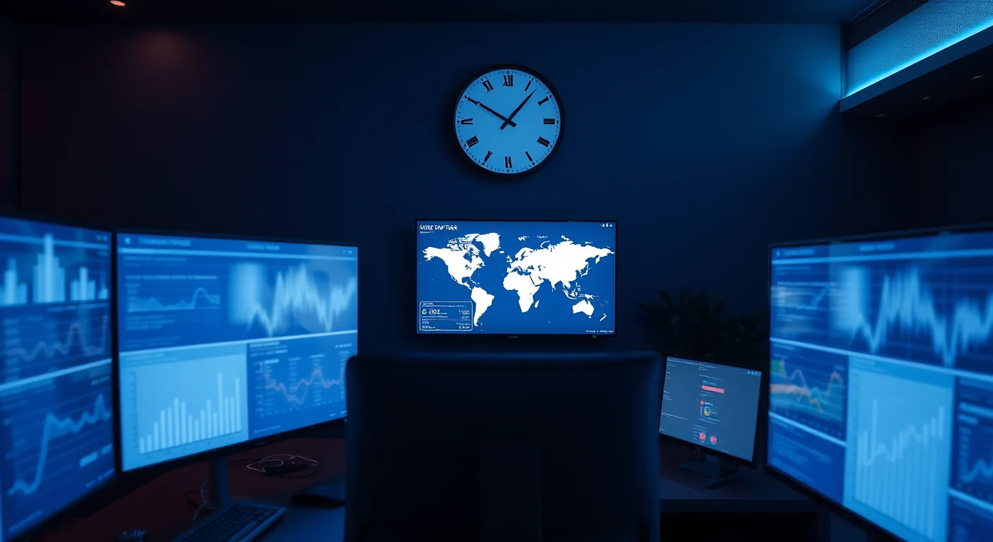 International CFO workspace with multi-monitor financial dashboards — Brazilian multinationals tax: Pillar 2 OECD QDMTT, WHT 10% dividends, full OECD Transfer Pricing, CIDE-royalties
