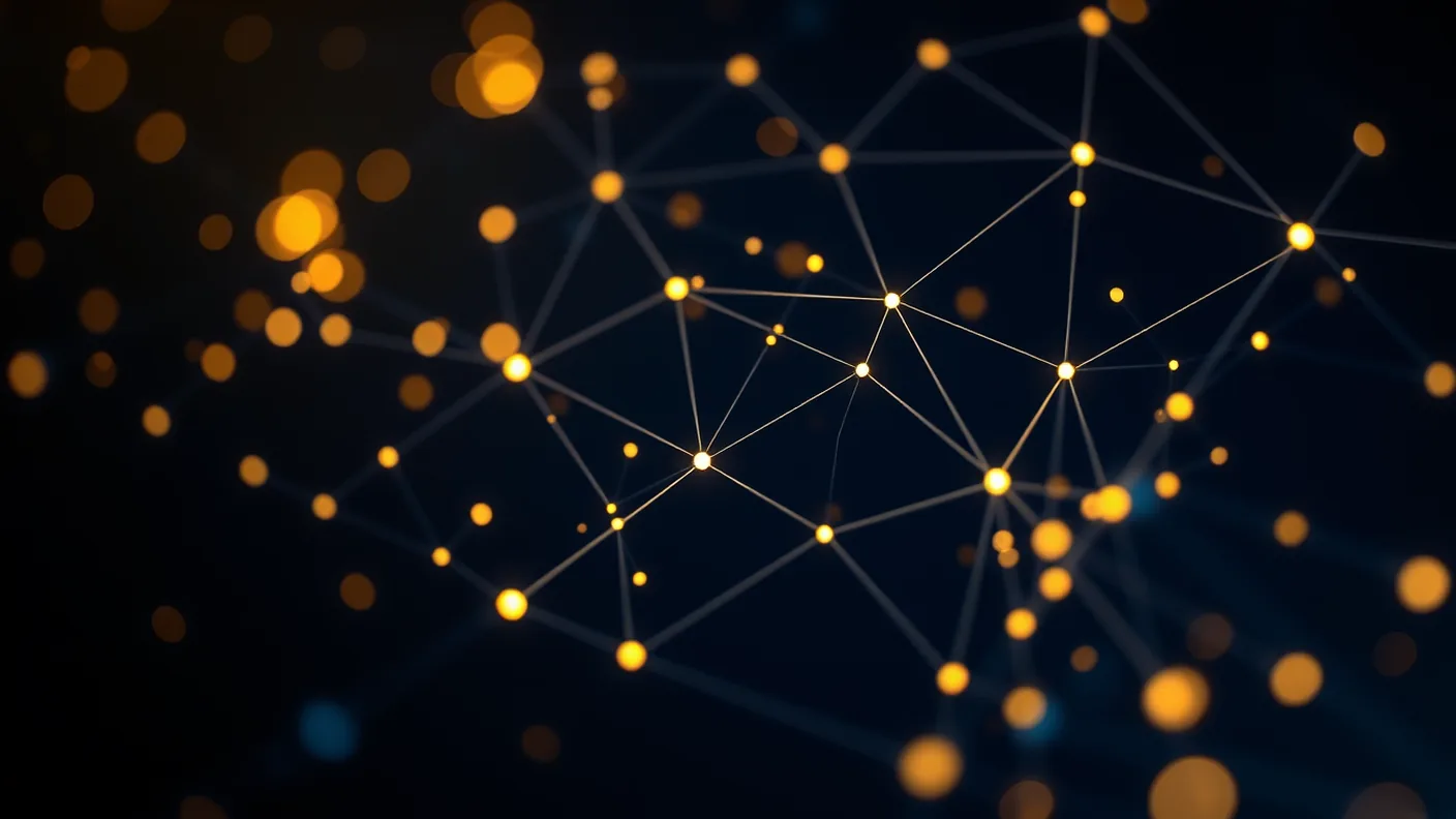 Abstract data visualization in navy and gold representing the TaxUp Reform Index — proprietary research on Brazilian companies readiness for the Tax Reform (IBS and CBS)