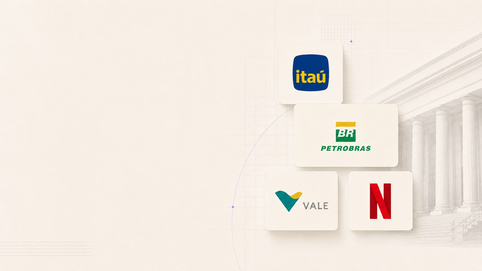 Os maiores casos de contencioso tributário no CARF e no STF: logotipos de Itaú, Petrobras, Vale e Netflix diante das colunas de um tribunal
