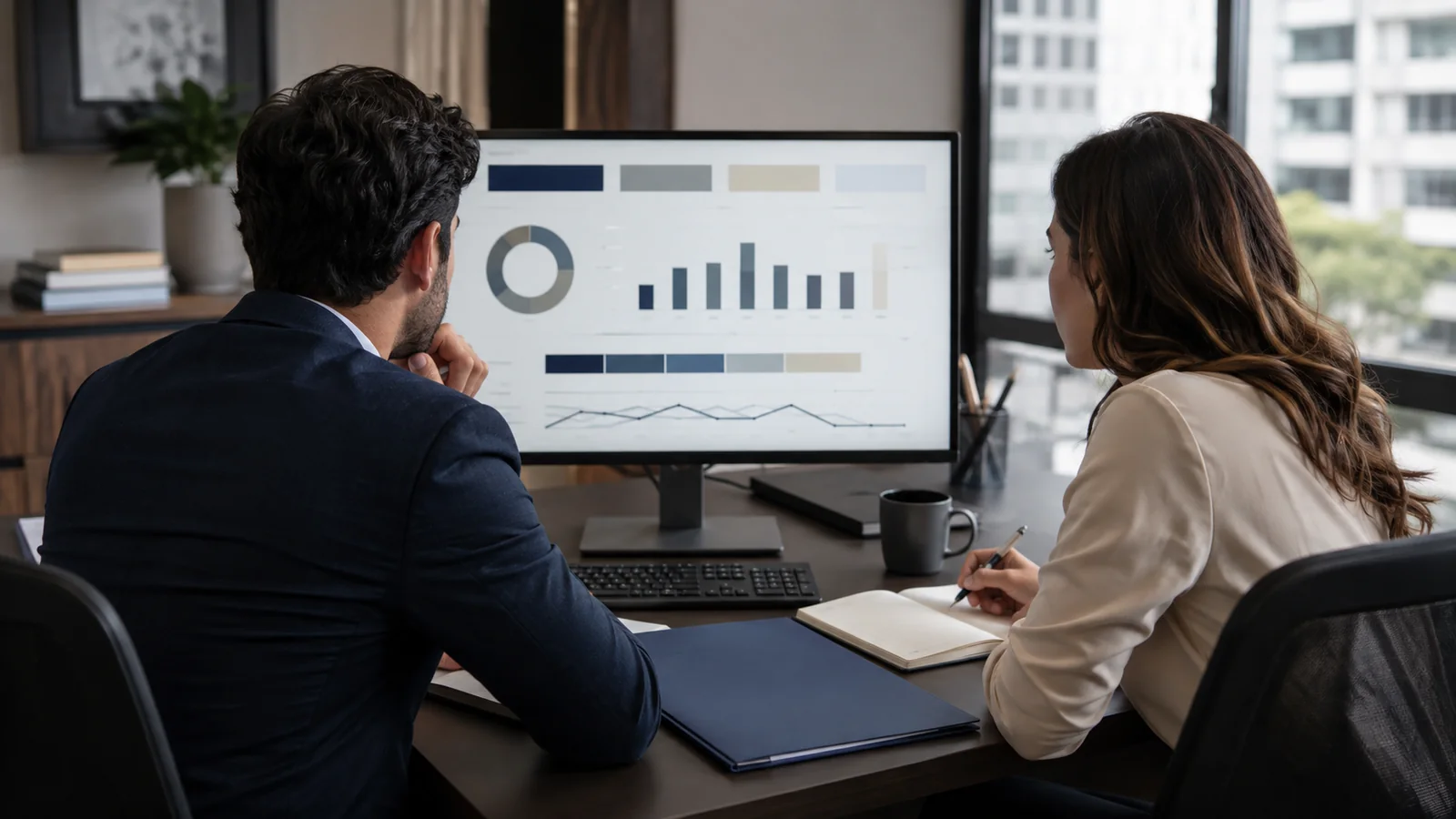 Integração fiscal e dados da empresa adquirida Equipe conferindo informações em uma estação de trabalho na integração da empresa adquirida