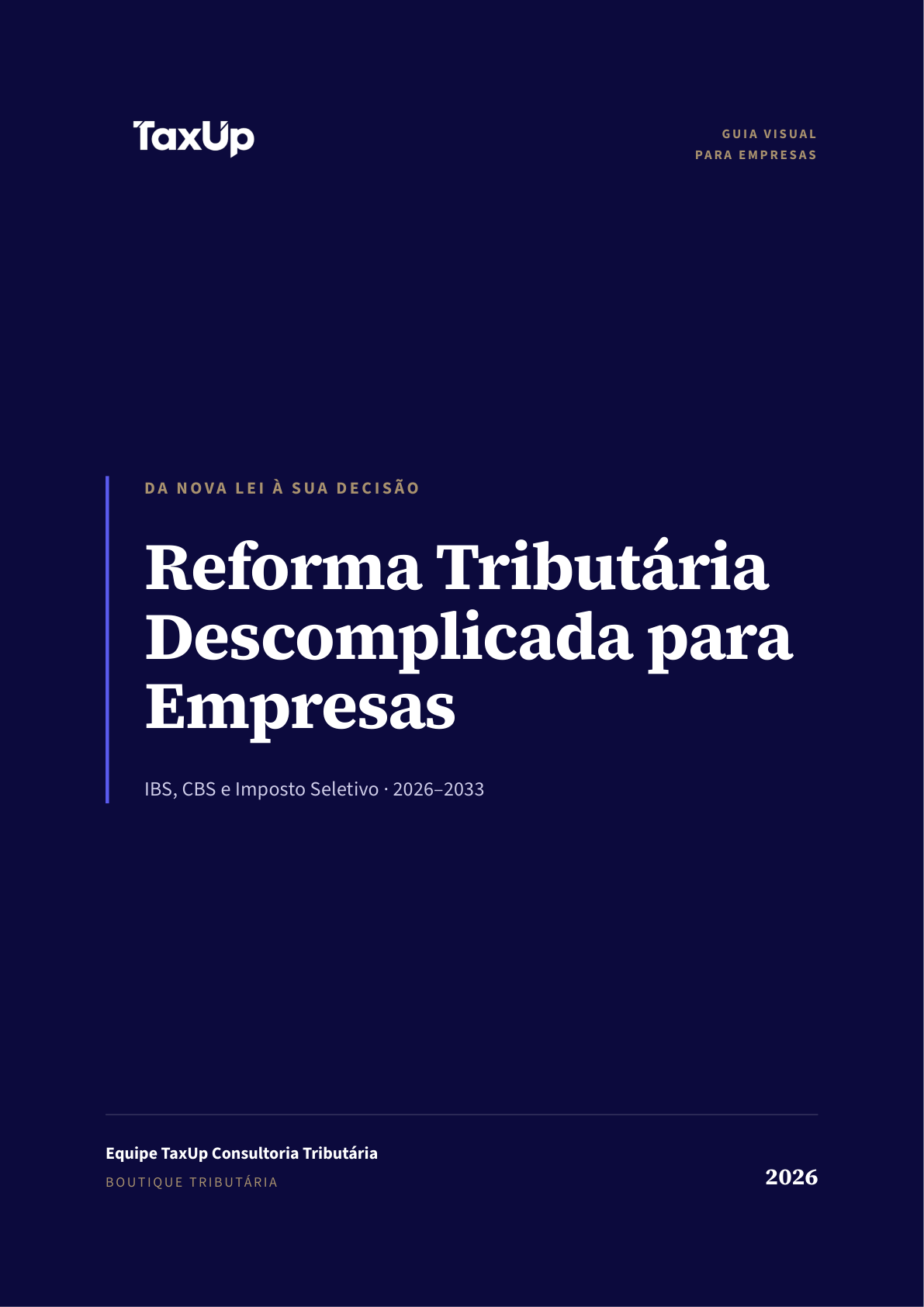 Capa do guia da Reforma Tributária para Empresas — TaxUp
